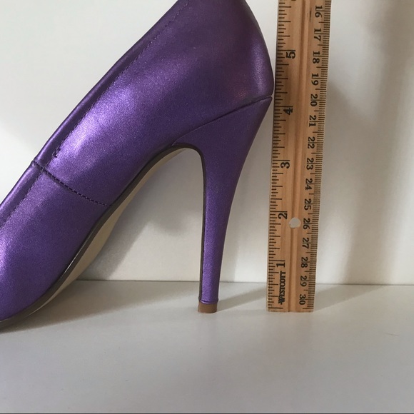 Shimmer Purple Heels 7.5 / 8 Blue Bow New in Box Modcloth Stiletto Amethyst - Picture 11 of 13